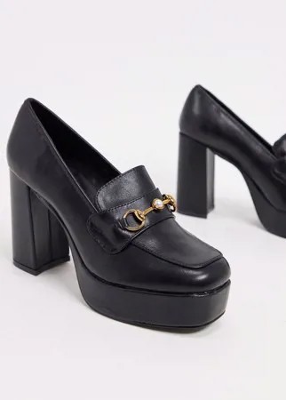 Черные туфли-лоферы на каблуке RAID-Черный цвет