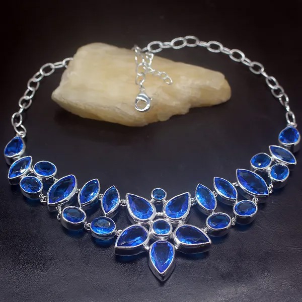 Hermosa ювелирные изделия Уникальный BlueTopaz Новое поступление серебряного цвета для женщин Подвеска цепочка ожерелье 18 дюймов HD743