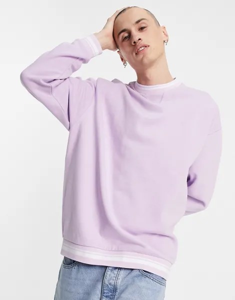 Пастельно-фиолетовый oversized-свитшот с окантовкой ASOS DESIGN-Фиолетовый цвет