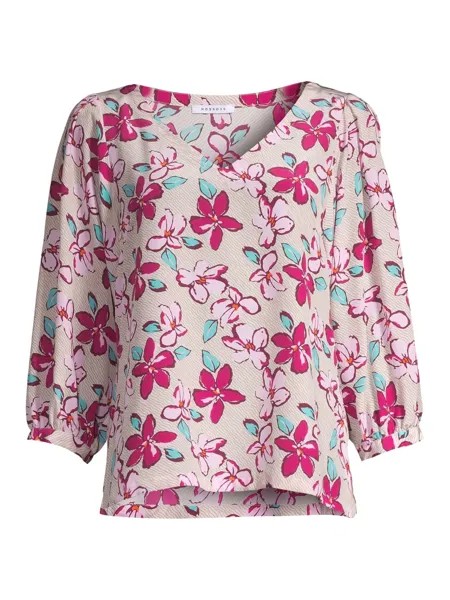 Шелковая блузка с цветочным принтом ROSSO35, разноцветный