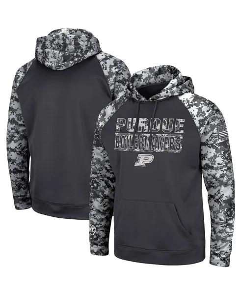 Мужская темно-серая толстовка с капюшоном purdue boilermakers oht в стиле милитари appreciation digital camo pullover hoodie Colosseum, мульти