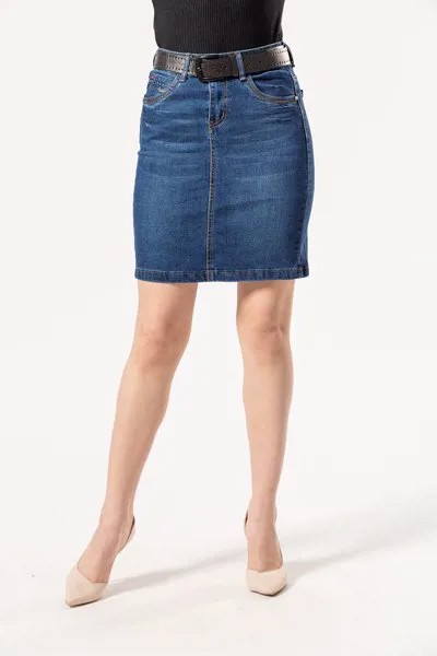 Юбка женская джинс S&T 6103 + ремень (25, Темно-Синий)