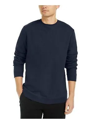 IDEOLOGY Мужской флисовый свитер темно-синего цвета с длинными рукавами и круглым вырезом классического кроя XXL