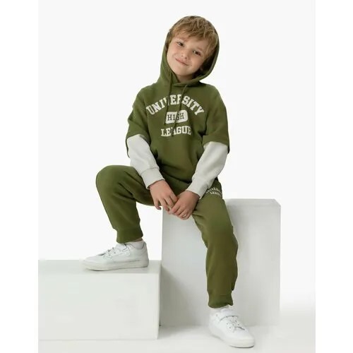 Свитшот Gloria Jeans, размер 7-8л/128 (32), хаки, бежевый