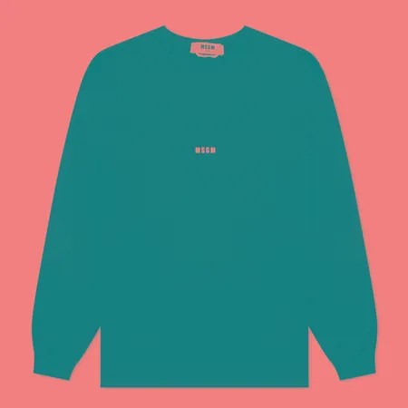 Мужской лонгслив MSGM Micro Logo Crew Neck, цвет чёрный, размер S