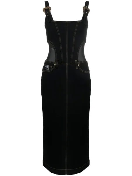 Versace Jeans Couture джинсовое платье с контрастной строчкой, черный