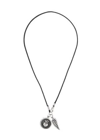King Baby large heart coin and wing pendant necklace
