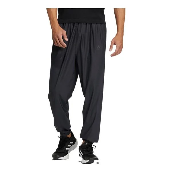 Спортивные штаны Men's adidas Solid Color Logo Embroidered Mid Waist Bundle Feet Sports Pants/Trousers/Joggers Carbon Black, черный