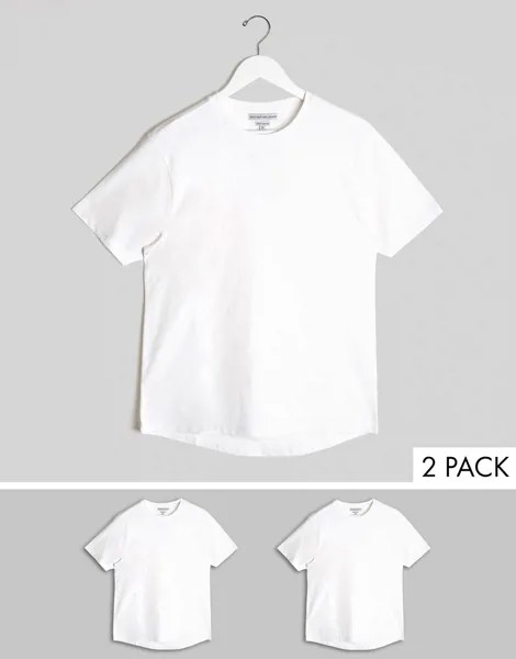 2 обтягивающие футболки с закругленным краем Another Influence-Белый