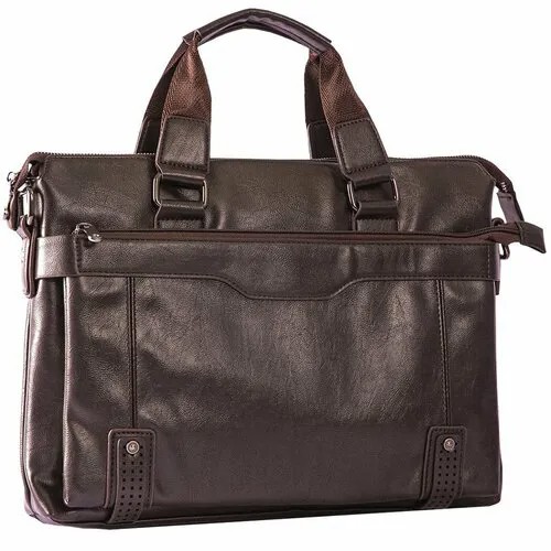 Портфель Catiroya 169-5Br, экокожа, гладкая фактура, на молнии, карман для планшета, вмещает А4, водонепроницаемый, с плечевым ремнем, коричневый