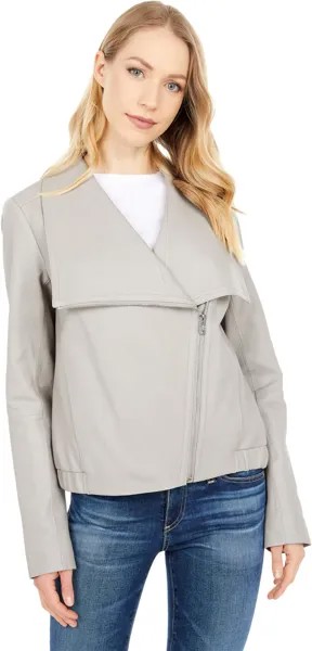 Куртка Leather Drape Front Bomber Jacket Sam Edelman, цвет Moonstone