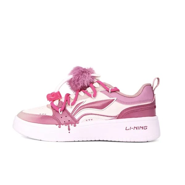 Кроссовки LINING Acer Truncatum Skateboarding Shoes Women's Low-top White/pink, фуксия