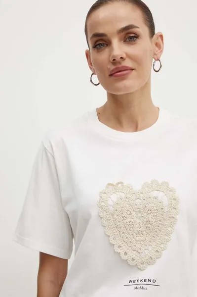 Хлопковая футболка Weekend Max Mara, белый