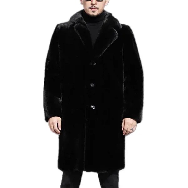 Мужская Зимняя парка, пальто с длинным рукавом, Норковое Пальто с отложным воротником, пальто из искусственного меха, теплая меховая куртка