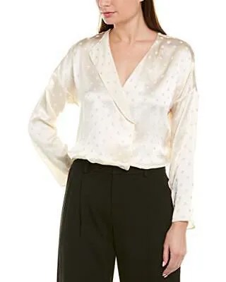 Женская драпированная блузка Halo Dot Vince, шифон, кремовый, принт, размер XL