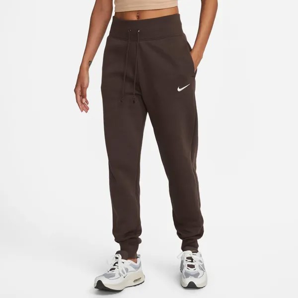 Женские флисовые спортивные штаны для бега с высокой талией Nike Sportswear Phoenix, коричневый