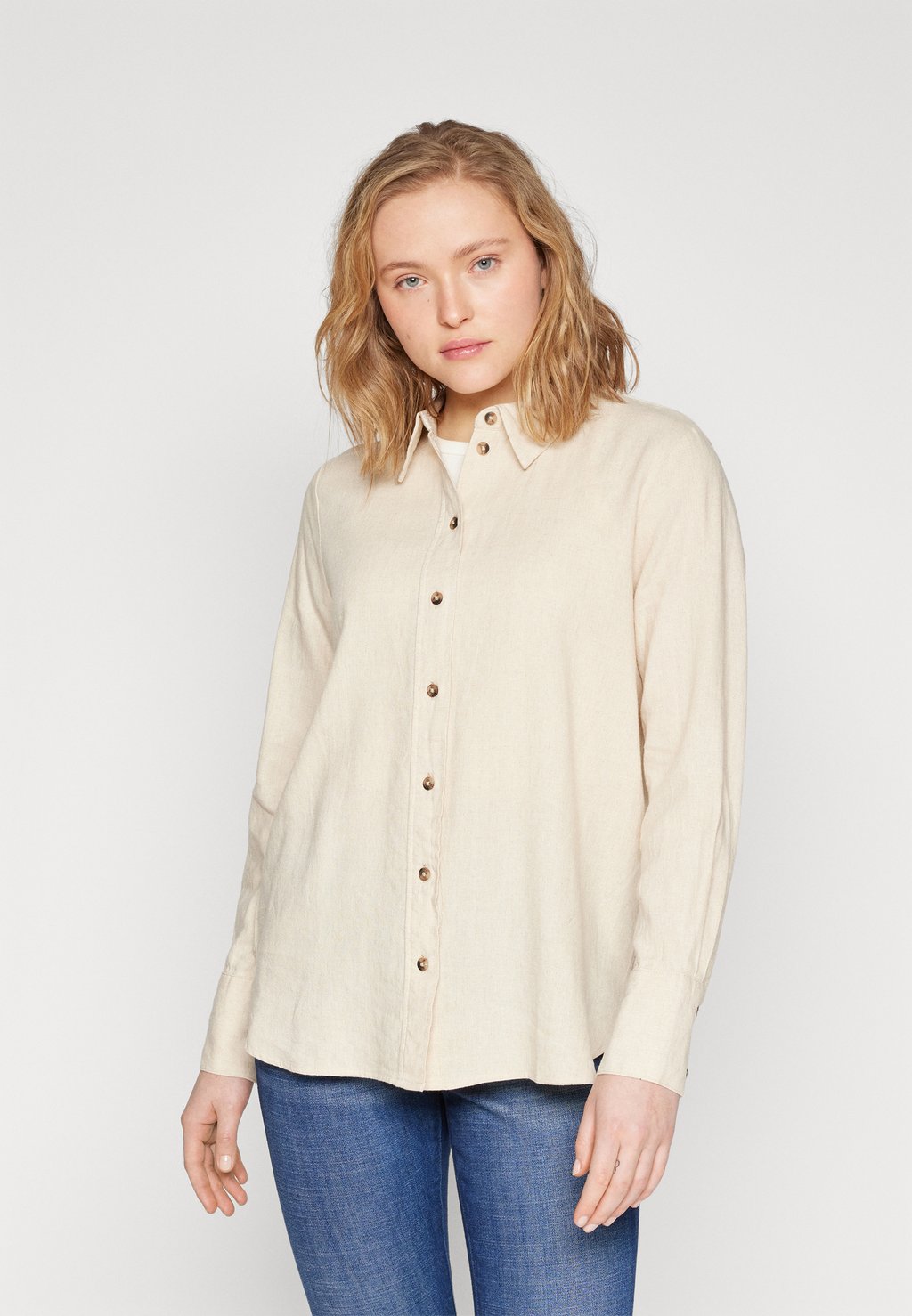 Блузка-рубашка JDYSAY LINEN LOOSE SHIRT NOOS, цвет beige