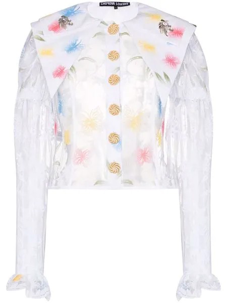 Chopova Lowena полупрозрачная блузка с цветочной вышивкой
