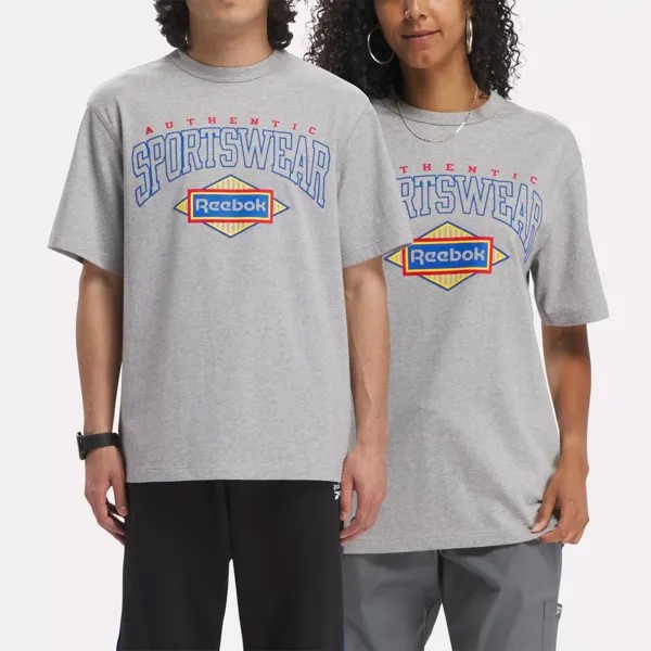 Классическая футболка со спортивными товарами Reebok, цвет Medium Grey Heather