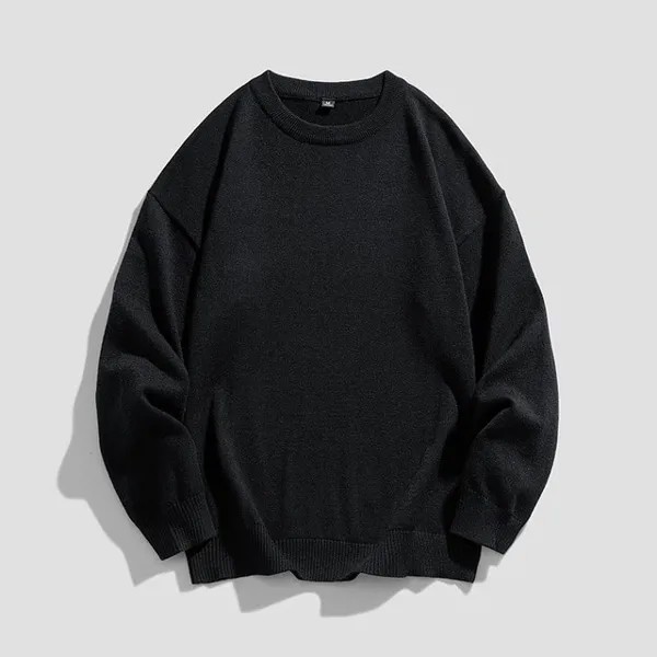 Новинка 2022, мужской Однотонный свитер с круглым вырезом, модный вязаный мужской пуловер, простая стильная Базовая рубашка