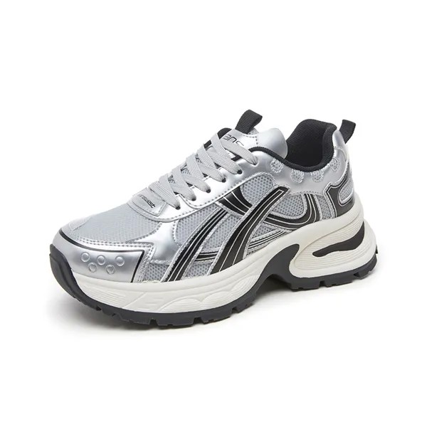 Кроссовки JEANSWEST Chunky Sneakers Women's Low-top, черный/серебряный