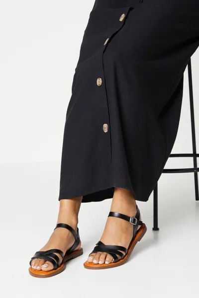 Хорошо для подошвы: сандалии Melanie Comfort на плоской подошве с перекрестными ремешками Dorothy Perkins, черный