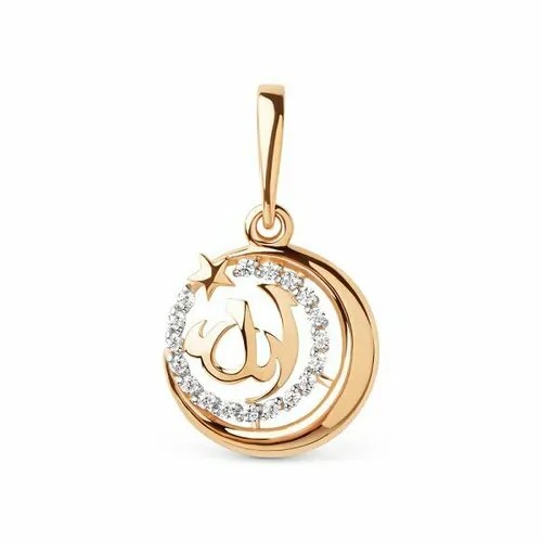 Подвеска GOLD CENTER, красное золото, 585 проба, фианит