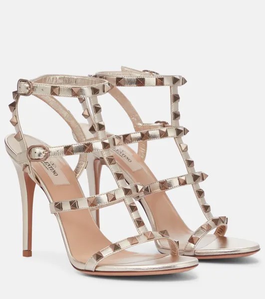Кожаные сандалии Rockstud Valentino Garavani, серебряный