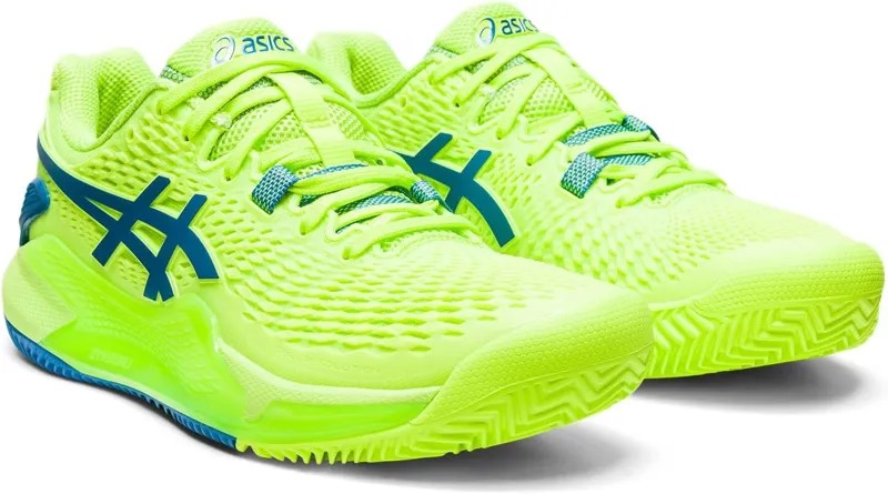 Кроссовки ASICS Women's GEL-Resolution 9 Clay, цвет Hazard Green/Reborn Blue