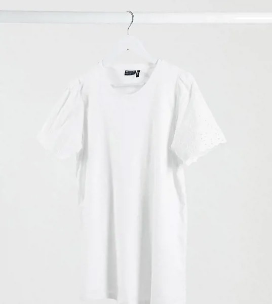 Белая футболка для кормления с вышивкой ришелье на рукавах ASOS DESIGN Maternity-Белый