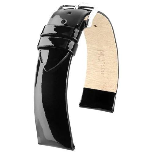 Ремешок 015361-51-2-16 Черный кожаный ремень 16 мм лаковый хирш DIVA для часов наручных из кожи натуральной лакированный