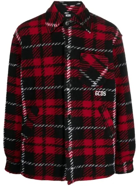 Gcds check-pattern shirt jacket, красный