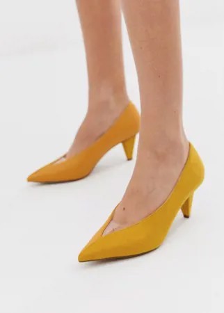 Туфли-лодочки горчичного цвета на среднем каблуке ASOS DESIGN Samina-Мульти