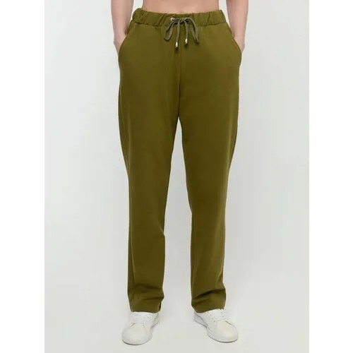 Брюки  Алтекс демисезонные, полуприлегающий силуэт, спортивный стиль, карманы, размер 52, зеленый