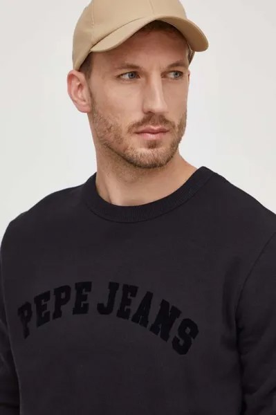 Хлопковая толстовка Randall Pepe Jeans, черный