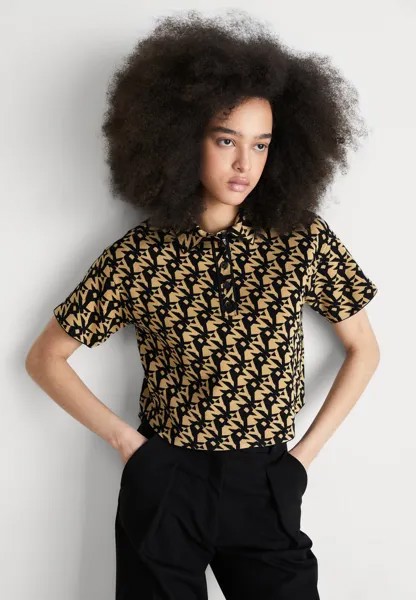 Рубашка-поло ALLOVER LOGO DKNY, цвет cappuccino/black