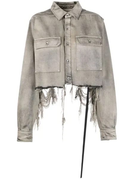 Rick Owens DRKSHDW укороченная куртка-рубашка с рукавами-кейпом, серый