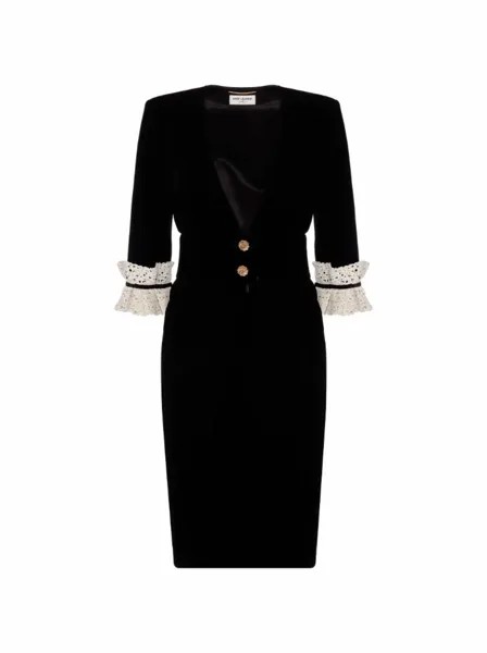 Велюровое платье миди Saint Laurent