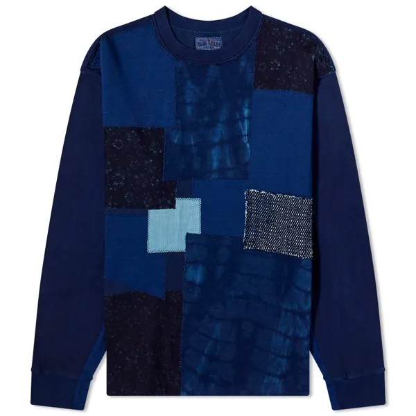 Футболка Blue Blue Japan Patchwork Long Sleeve, индиго