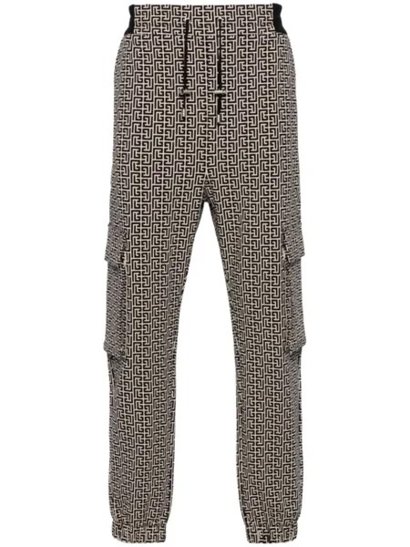 Balmain спортивные брюки карго с монограммой, нейтральный цвет