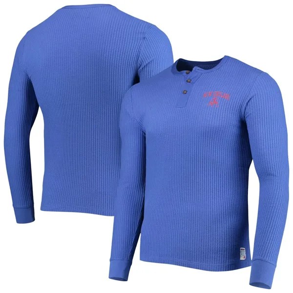 Мужская футболка Junk Food Royal New England Patriots Thermal Henley с длинным рукавом