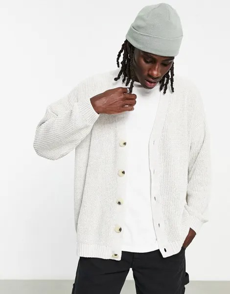 Ледяно-серый вязаный свободный кардиган в рубчик ASOS DESIGN ASOS DESIGN