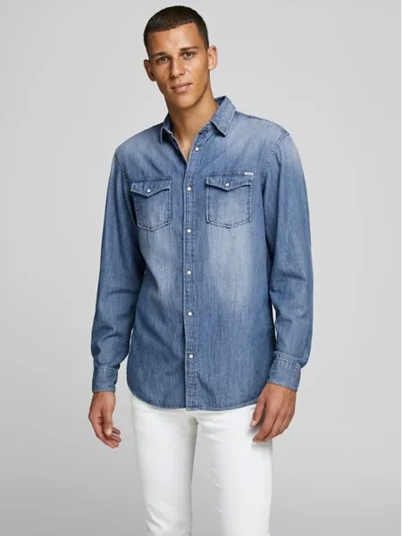 Рубашка узкого кроя Jack&Jones, синий