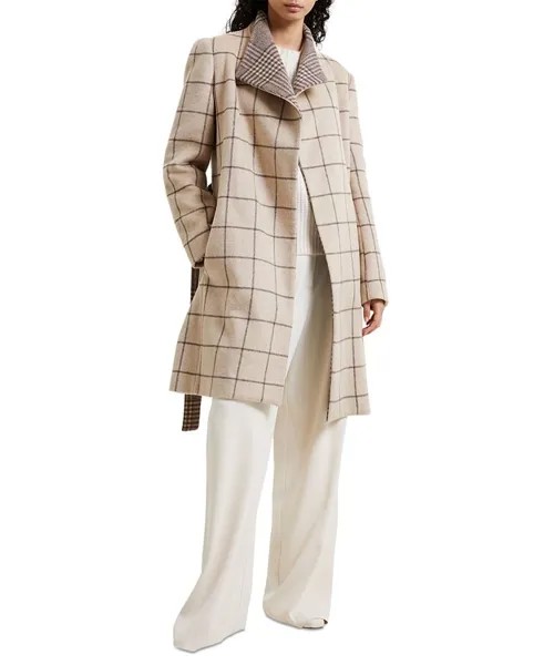 Женское пальто Fran в клетку с поясом French Connection, коричневый