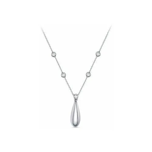 Колье Del'ta, серебро, 925 проба, родирование, фианит, длина 40 см., золотой