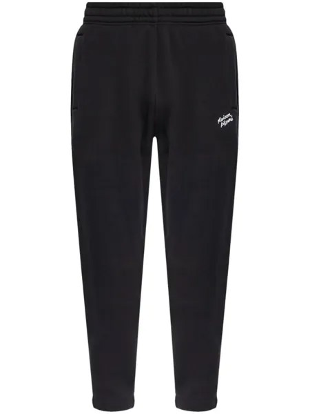 Maison Kitsuné хлопковые спортивные брюки с логотипом, черный