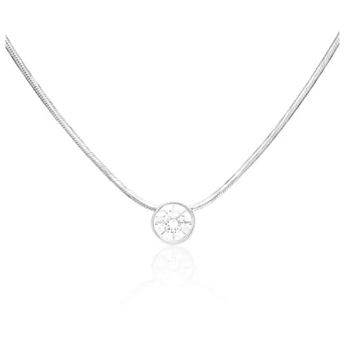 Колье PLATINA, белое золото, 585 проба, Swarovski Zirconia, длина 50 см.