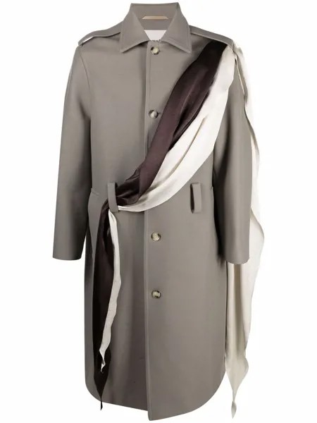Nanushka однобортное пальто с декоративным шарфом