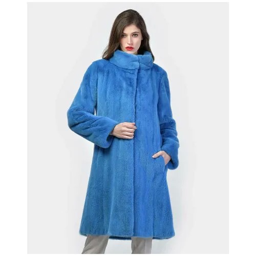 Пальто Mala Mati, норка, силуэт прямой, карманы, размер 42, синий