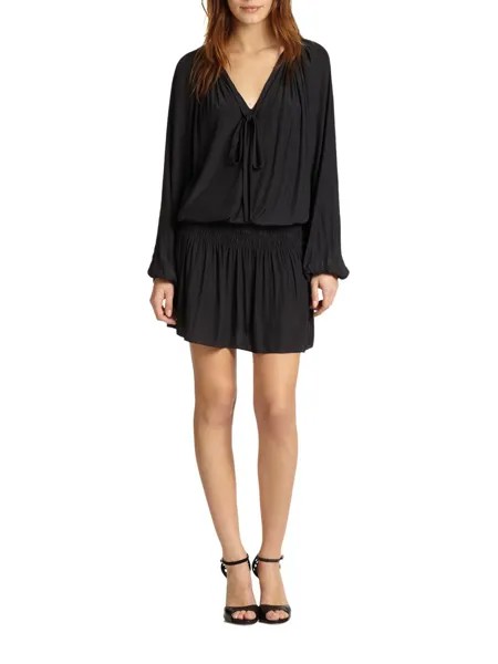 Мини-платье Paris Blouson с V-образным вырезом Ramy Brook, черный
